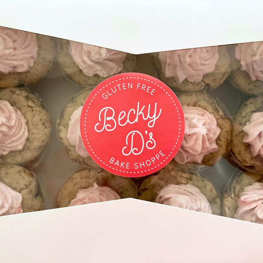 Box of Strawberry Vanilla Cupcakes