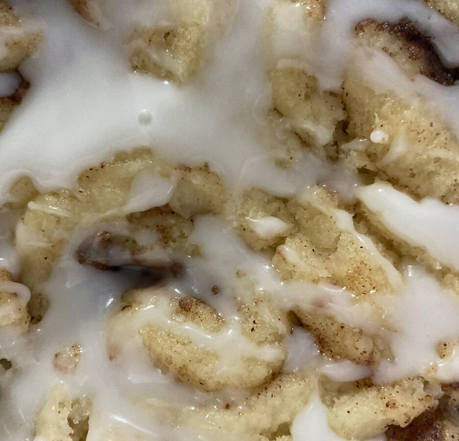 Cinnamon bun slathered in icing